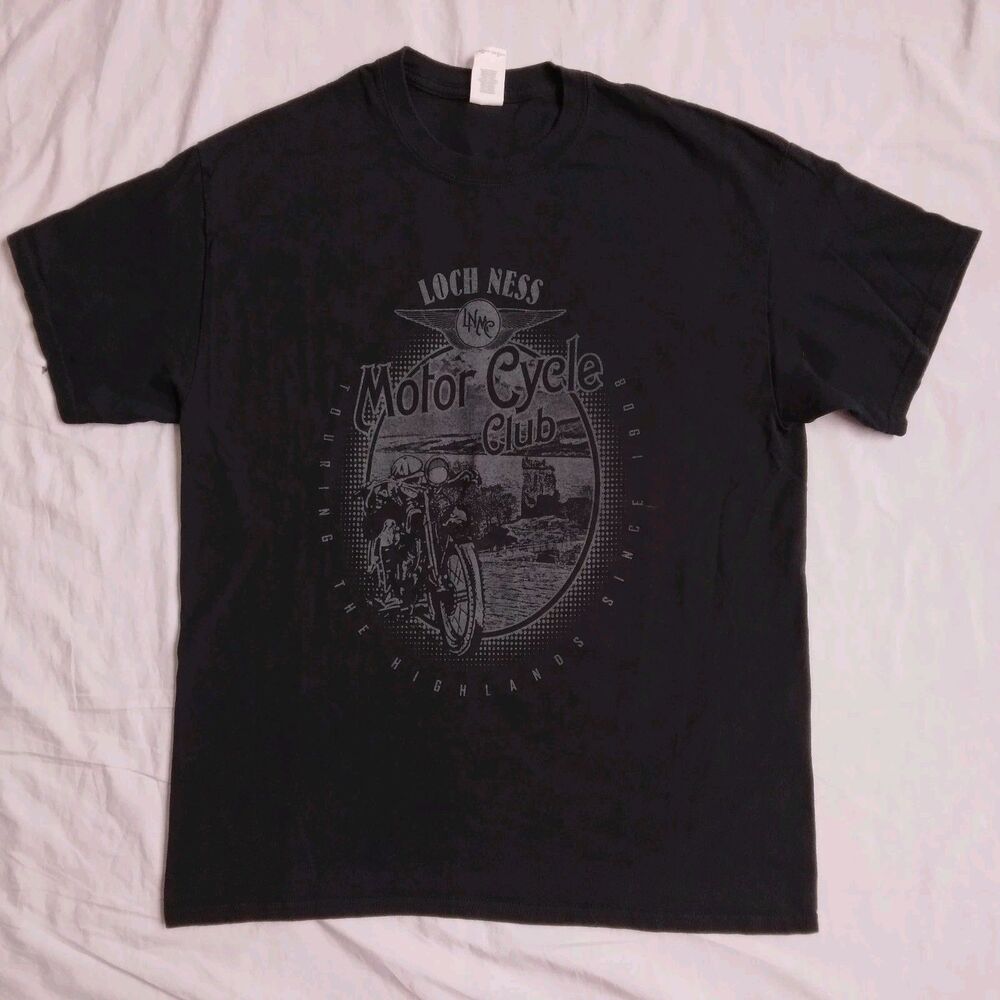 Loch Ness Motorcycle Club Black T-Shirt Casual Mens Size Large